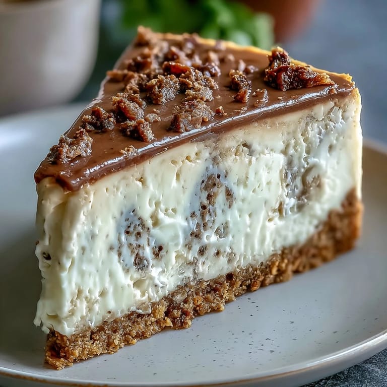 Silky hojicha cheesecake features a golden graham cracker base, topped with a smooth, tea-scented cream cheese batter and elegant swirls.