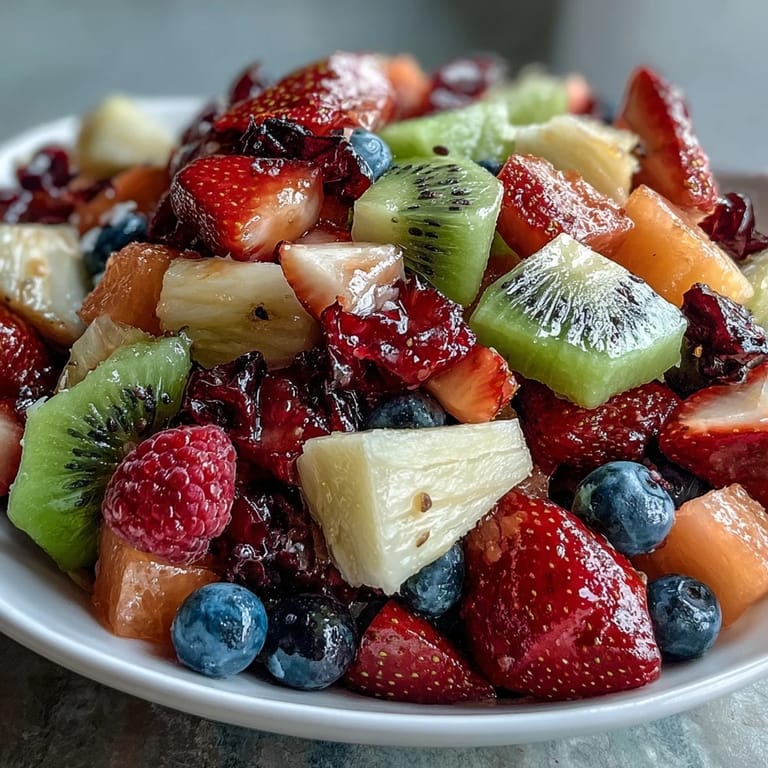 Colorful rainbow fruit platter featuring strawberries, oranges, and watermelon, served with creamy coconut whipped cream for a refreshing, vegan-friendly dessert.