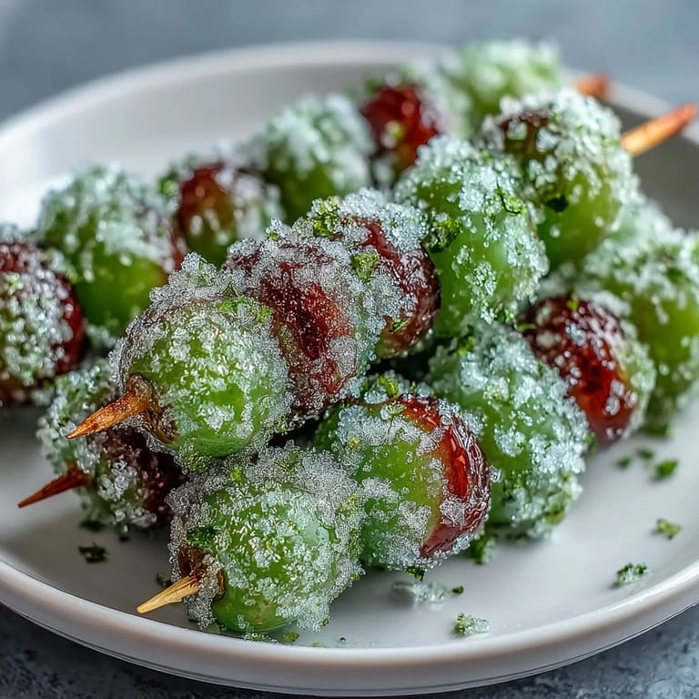 Sweet and tart frozen grapes rolled in lime sugar, a simple, healthy snack kids and adults will love.
