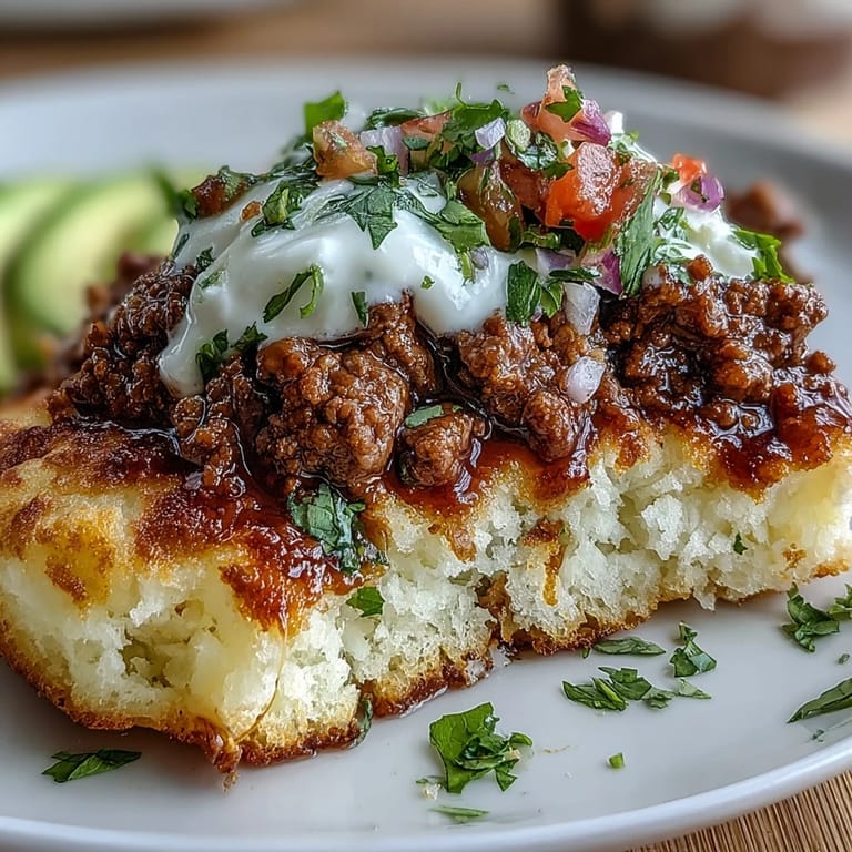 Deliciously unique cloud bread tacos piled high with juicy taco meat and chunky salsa.